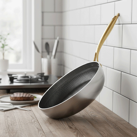 Poêle inox en action démonstration cuisson - Cuisinezchezvous.com
