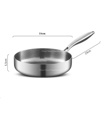 Poêle Antiadhésive Titane Inox 20/24/28cm Induction | Premium