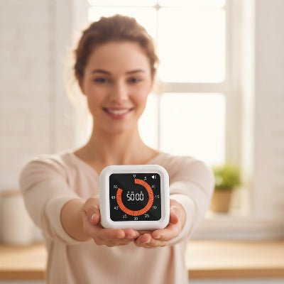 Affichage visuel du temps restant avec barre de progression colorée idéale pour l'apprentissage des enfants.