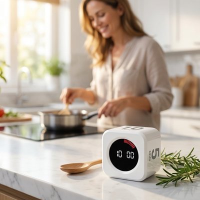 Minuteur cuisine cube blanc Chrono-Precision