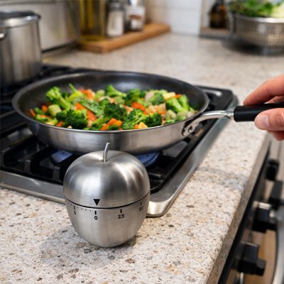 Détail du cadran rotatif minuteur cuisine pomme