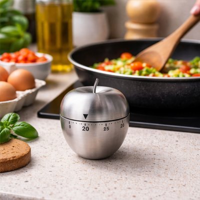 Minuteur cuisine en forme de pomme acier inoxydable