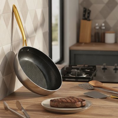 Poêle Inox Acier Inoxydable avec Manche ergonomique - Cuisinezchezvous.com