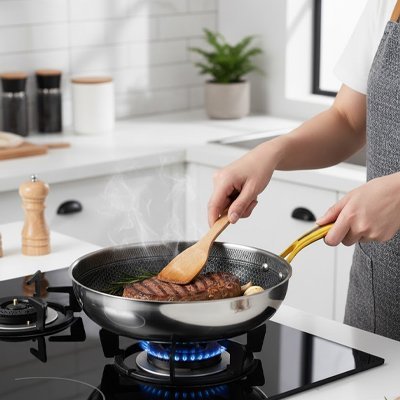 Poêle Inox Professionnelle Cuisson Homogène Toutes Plaques - Cuisinezchezvous.com