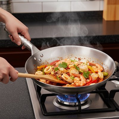 Poele Wok Inox HeatPro™ | Cuisson Asiatique Professionnelle - Cuisinezchezvous.com