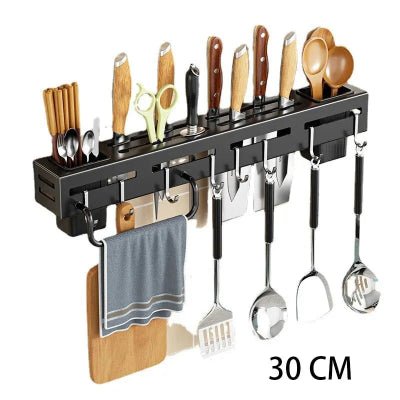Porte couteau mural noir de 30 cm compact pour petite cuisine - Cuisinezchezvous.com