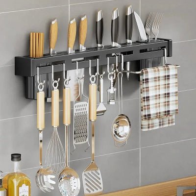 Porte couteau mural noir pratique pour cuisine organisée - Cuisinezchezvous.com