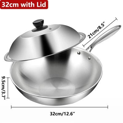 wok inox avec couvercle en inox vue de dessus - Cuisinezchezvous.com