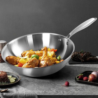 Wok inox antiadhésif 32cm accessoire cuisine haut de gamme - Cuisinezchezvous.com