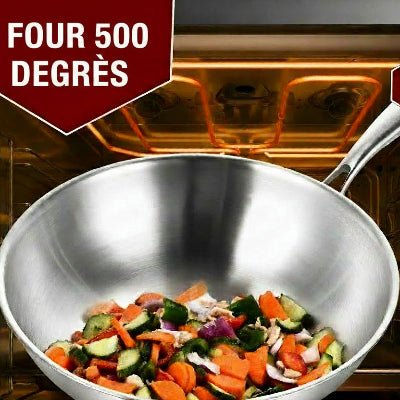 Intérieur poli finition starburst wok inox tri-plis - Cuisinezchezvous.com